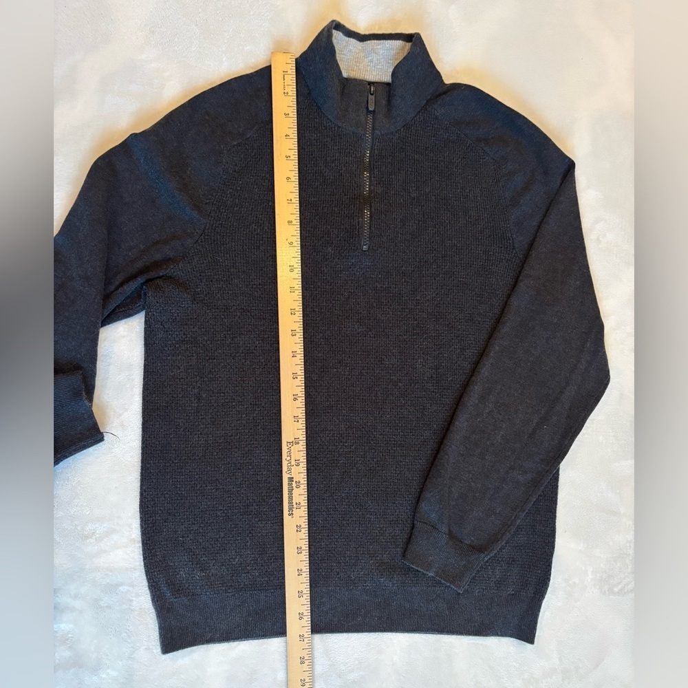 FLX Men's Sweater Black Quarter Zip-Up Turtleneck Pullover Dark Grey Size M - Picture 3 of 11